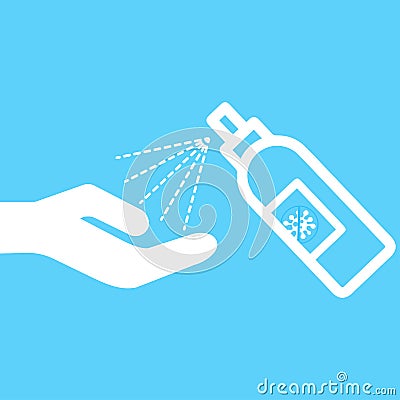 Use the hand sanitizer sign-hand sanitizer dispenser, infection control concept. Disinfectant for the prevention of colds, viruses Stock Photo